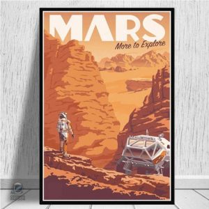 Poster vintage de l'exploration de Mars en décoration intérieure