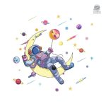 Sticker Astronaute sur Croissant de Lune décoratif