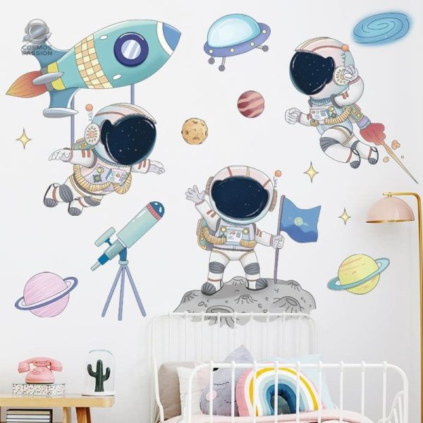 sticker-enfant-personnalisable-astronaute-1 Stickers Astronautes pour décoration murale spatiale