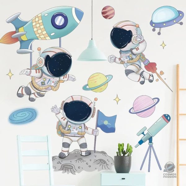 Stickers muraux illustrant des astronautes dans l'espace