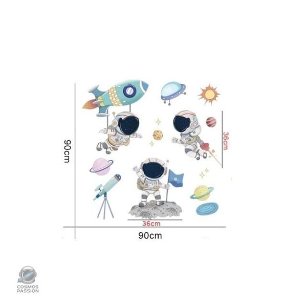Décoration murale : petits astronautes en exploration spatiale