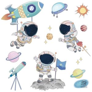 Autocollants ludiques sur le thème des astronautes et de l'espace