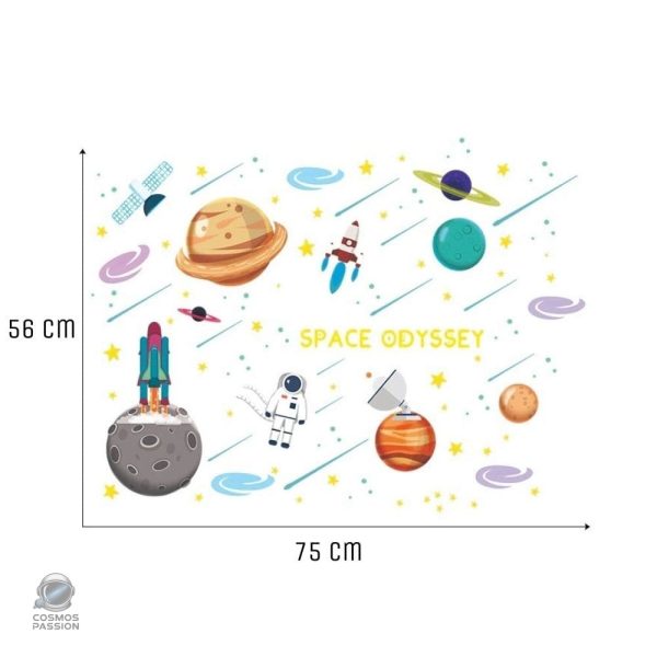 Autocollant mural thème cosmos et galaxies