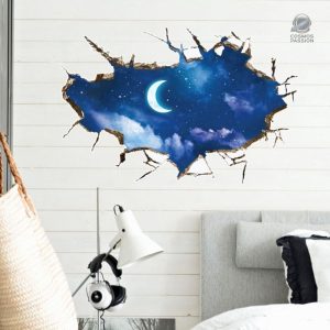 Sticker mural représentant la magie lunaire dans l'espace