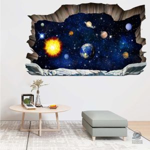 Sticker Mural 3D représentant le Système Solaire