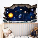 Décoration murale sur l'espace avec planètes en 3D