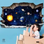 Stickers muraux évoquant l'univers et le système solaire