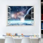 Sticker mural fenêtre avec vue sur l'espace