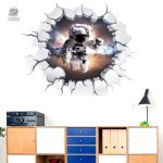 Sticker Trompe l'Œil Astronaute pour une décoration spatiale originale