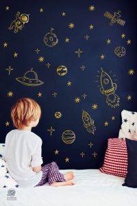 Stickers planètes et étoiles pour chambre d'enfants