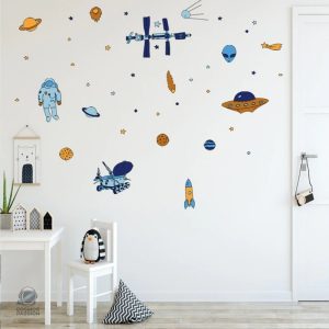 Stickers muraux de station spatiale pour décoration intérieure