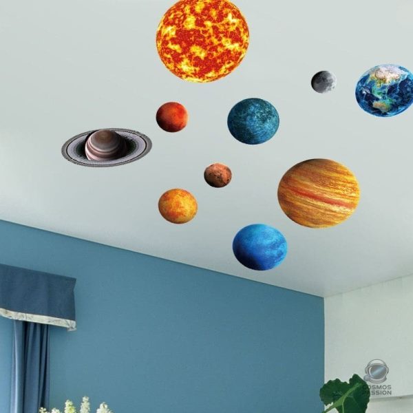 Stickers muraux planètes brillantes pour ambiance spatiale