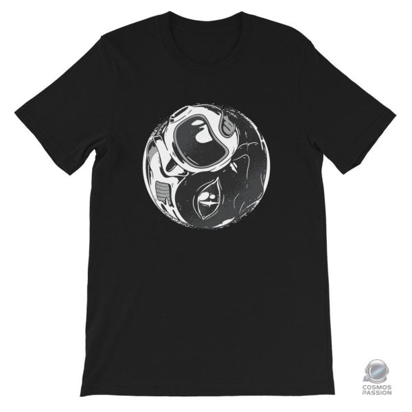 Design Yin Yang avec astronaute et alien, t-shirt tendance