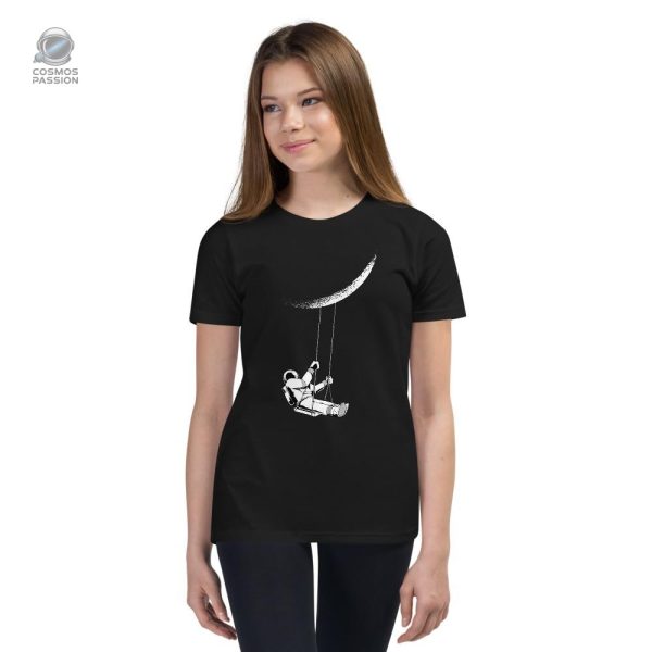 T-shirt espace pour enfants, motif astronaute et balançoire