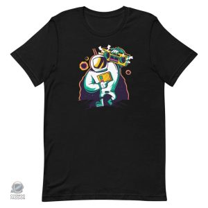 T-shirt design astronaute avec boombox coloré