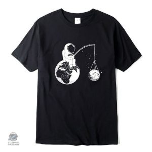 T-Shirt Astronaute avec motif de pêche à la lune