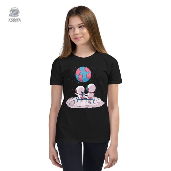 T-shirt espace pour enfants, design astronaute sur la lune