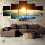 Tableau Lever de Soleil – Évasion spatiale colorée