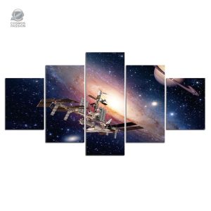 Tableau artistique sur l'espace, représentant la Station Spatiale Internationale