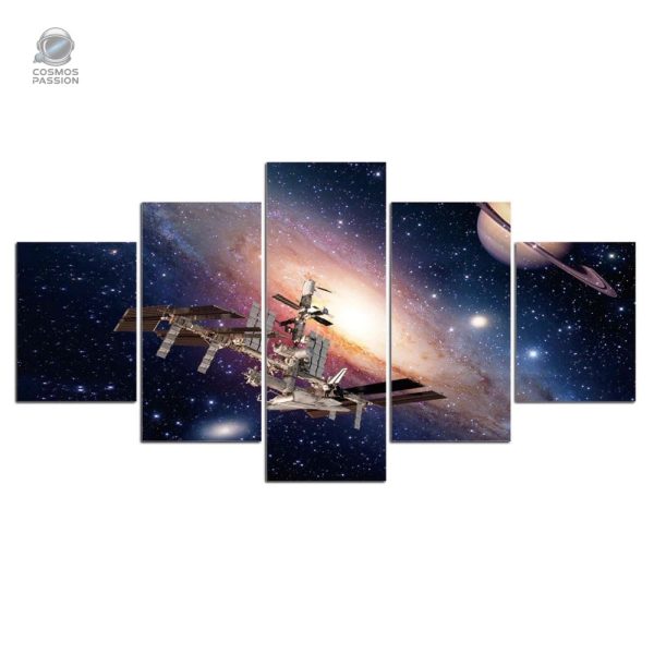 Tableau artistique sur l'espace, représentant la Station Spatiale Internationale