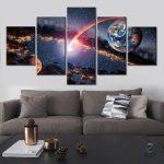 Tableau mural espace avec illustrations galactiques