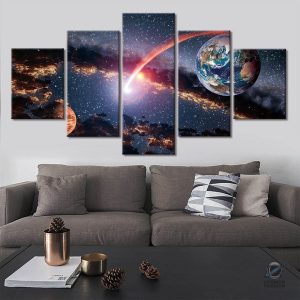 Tableau mural espace avec illustrations galactiques