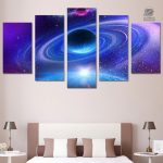 Tableau peinture représentant l'espace et ses galaxies