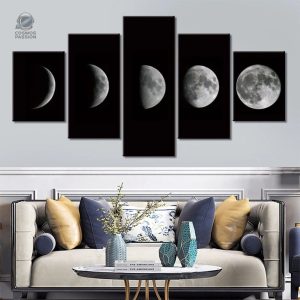 Art mural illustrant les différentes phases lunaires
