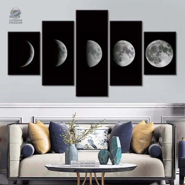 Art mural illustrant les différentes phases lunaires