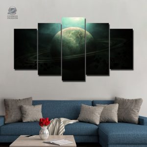 Tableau de planète avec anneaux dans l'espace