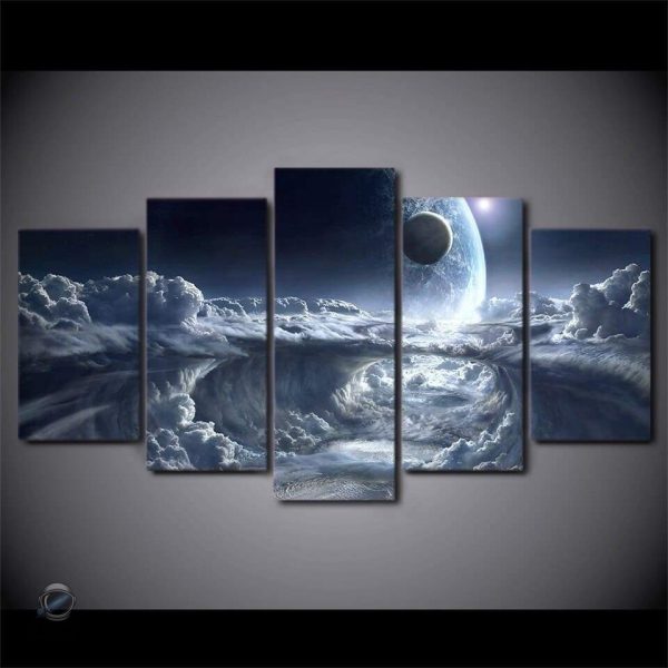 Art mural représentant l'atmosphère d'une planète gazeuse