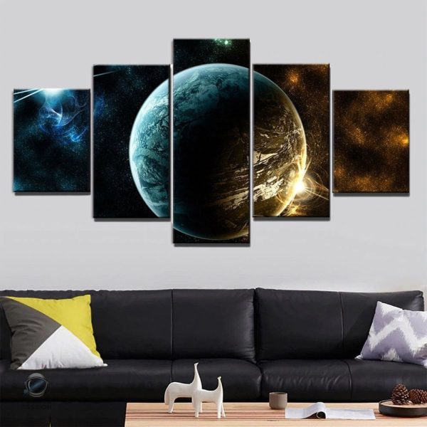Tableau décoratif de planète lointaine dans des teintes cosmiques