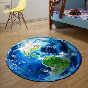Tapis décoratif représentant la planète Terre en design moderne