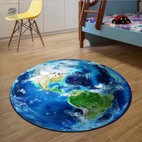 tapis-planete-terre-1 Tapis décoratif représentant la planète Terre en design moderne