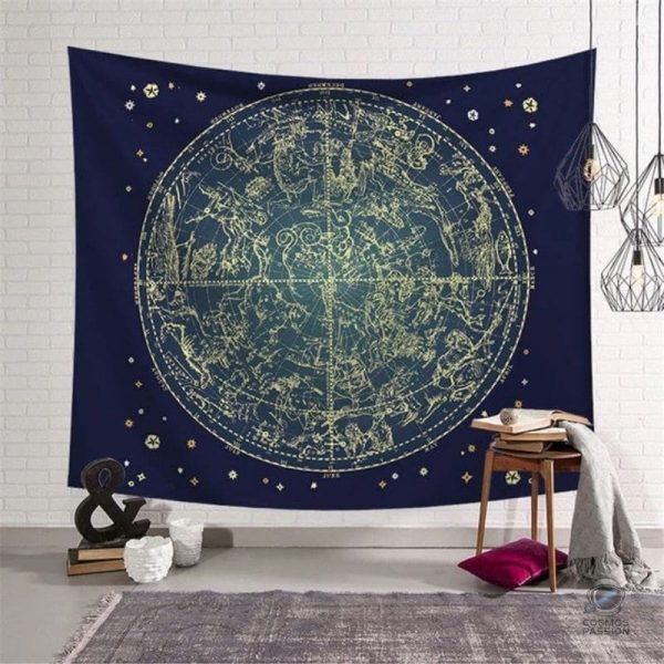 tenture-murale-carte-des-constellations-1 Tapisserie astronomie représentant une carte des constellations