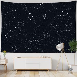 Tapisserie astronomie avec motif de constellations stylisées