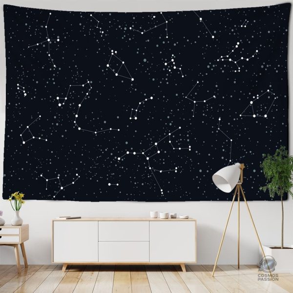 tenture-murale-constellations-1 Tapisserie astronomie avec motif de constellations stylisées
