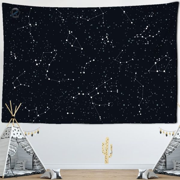 Tapisserie décorative représentant les étoiles et constellations