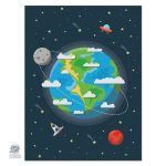 Poster décoratif de la planète Terre en dessin stylisé